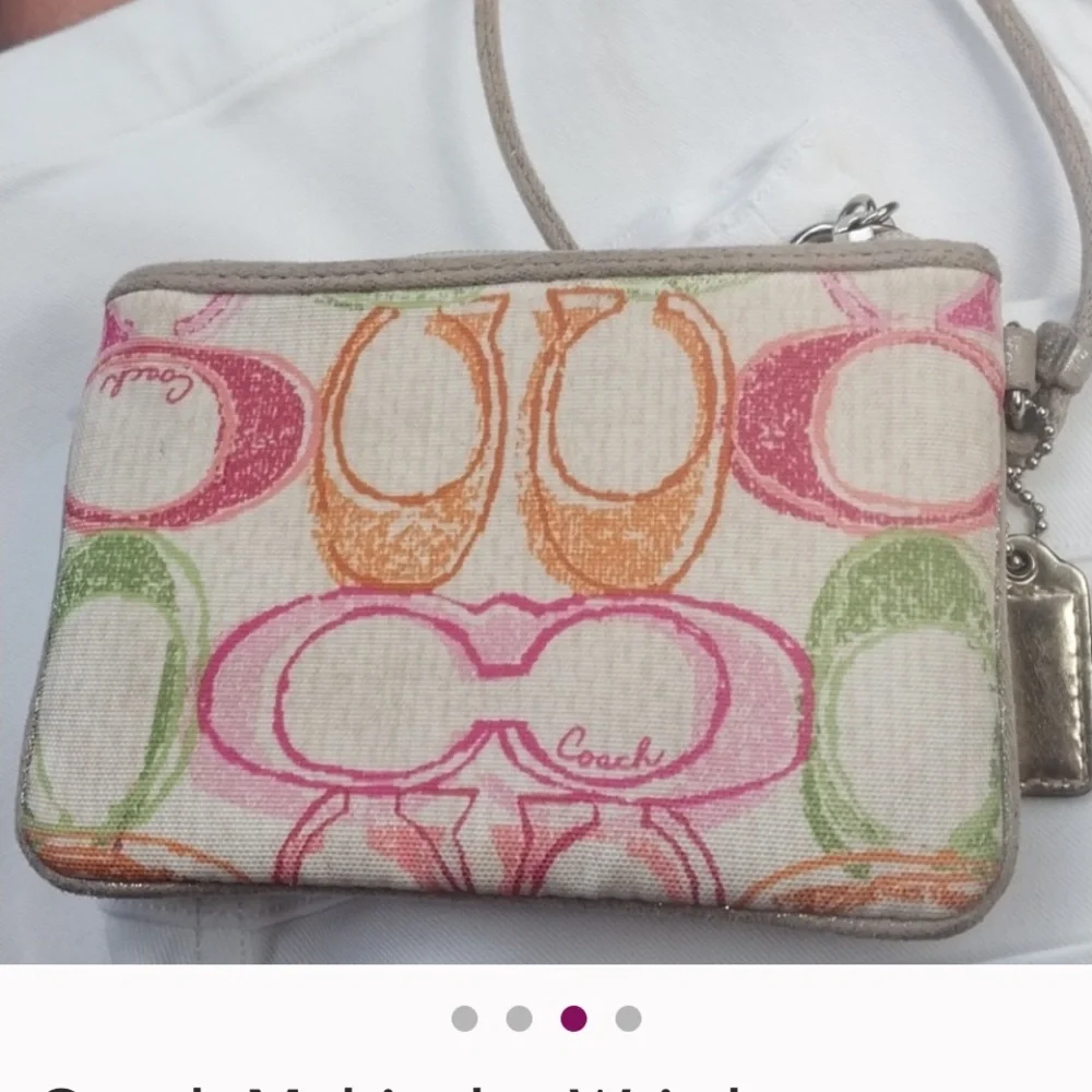 Vintage Coach Poppy Collection Colorful Watercolor Wristlet Bag EUC